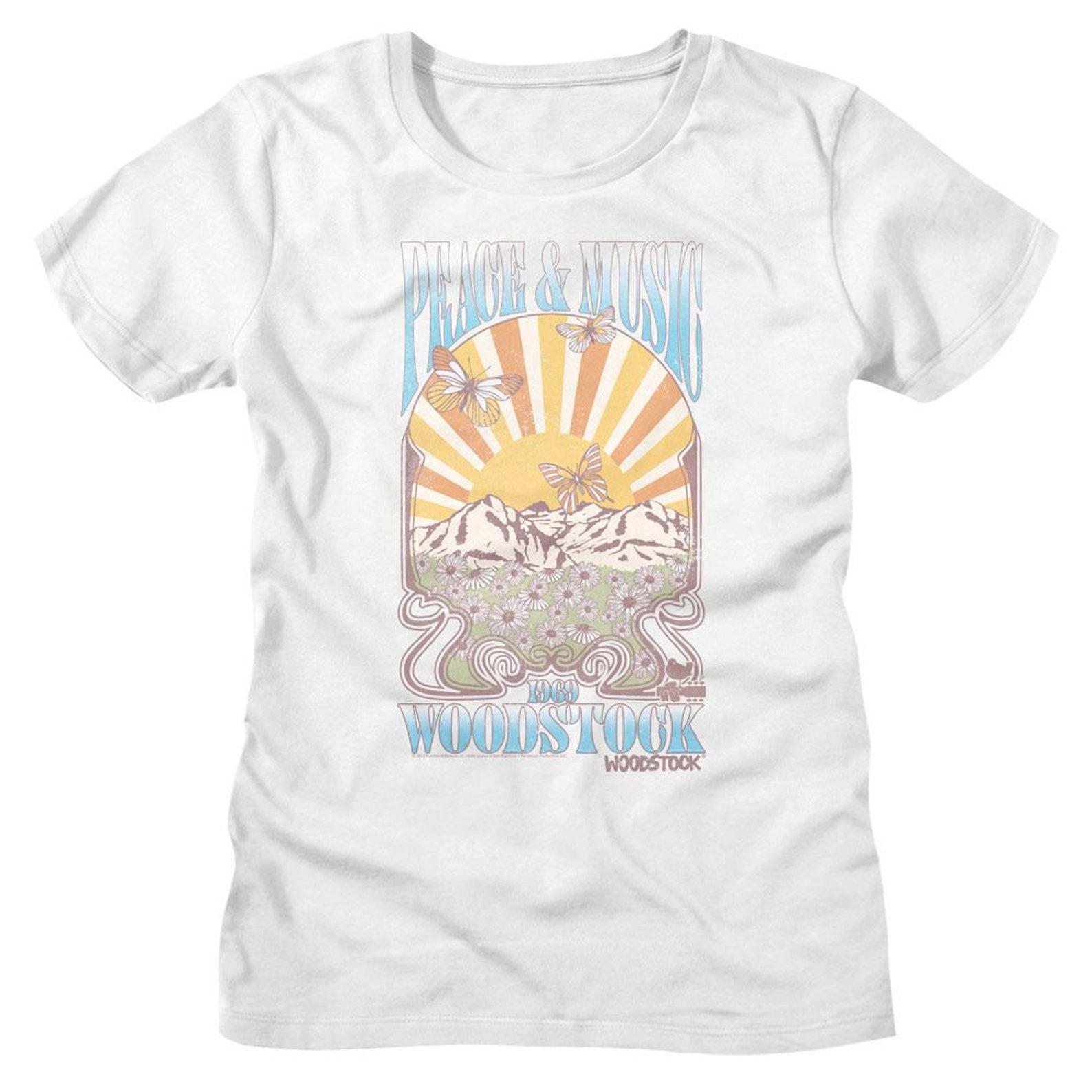Woodstock Peace And Music Landscape White Women s T-Shirt 3XL
