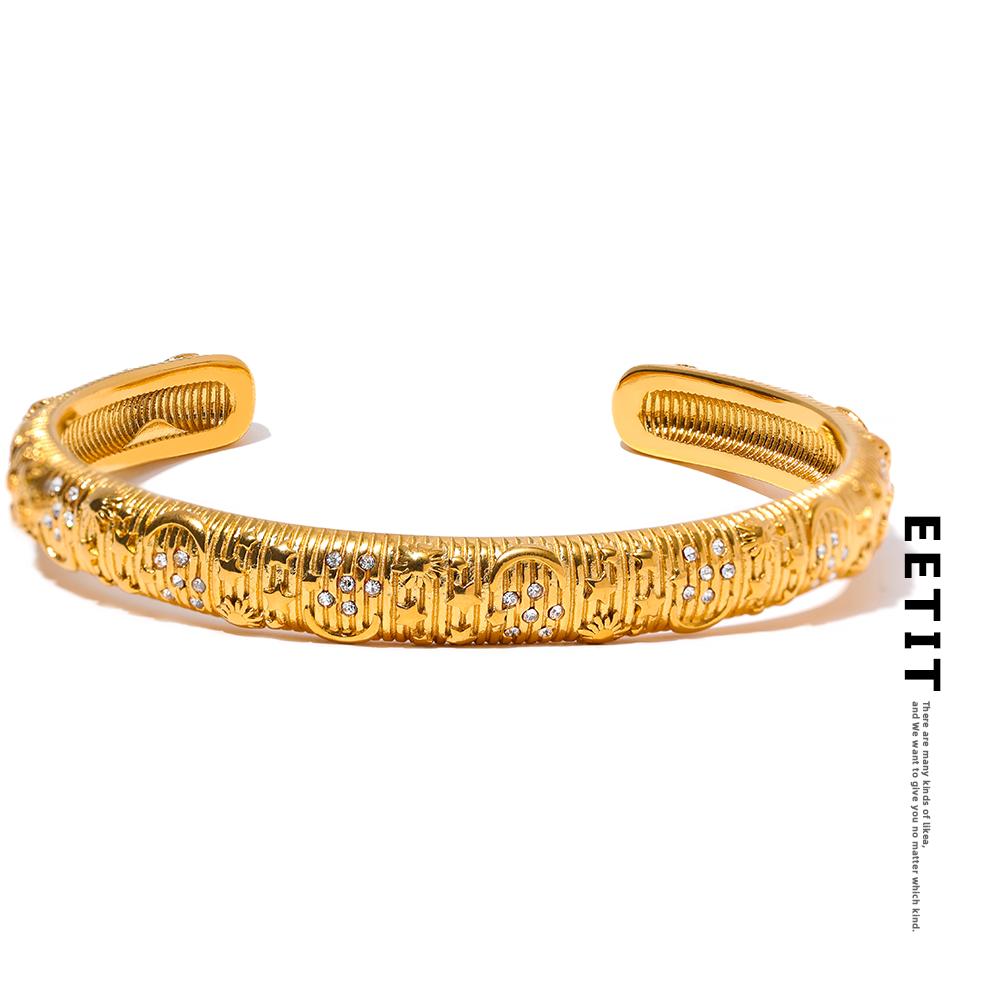 

Eetit браслет-манжета из нержавеющей стали со звездой, луной и солнцем, золотой цвет, высокое качество, водостойкий циркон, подвеска, модные шикарные ювелирные изделия