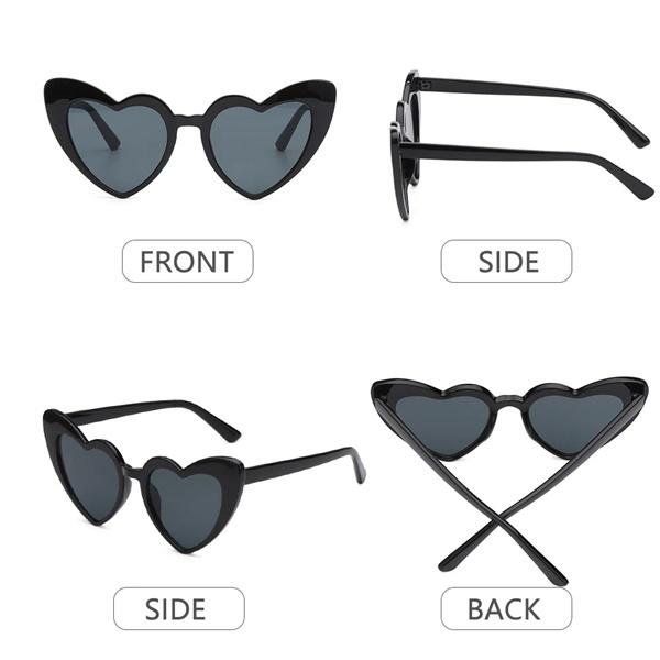 Ochelari de soare cu inimă, 14 culori, ochelari de soare cu ochi de pisică pentru femei, ochelari de soare în formă de inimă de dragoste retro pentru femei, protecție UV400