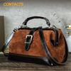High Silk Shiny Cow Anti Fur Iron Hinge Women's Handbag Dual-use Doctor's Bag Genuine Leather Crossbody