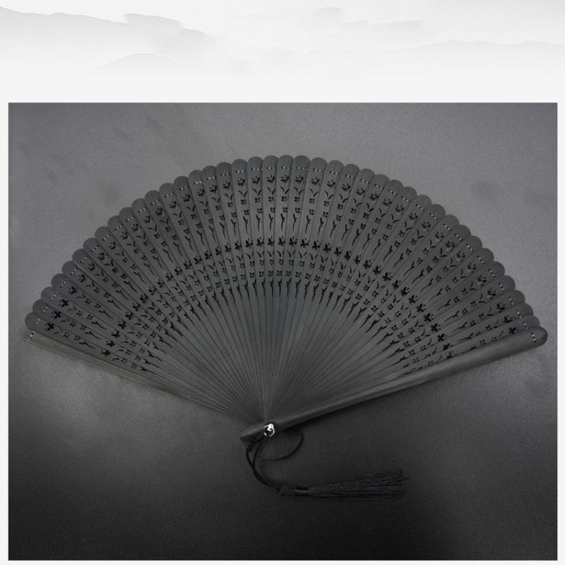 Folding Fan Antique Style Mini Chinese Style Full Bamboo Fan Summer Hanfu Classical Dance Cheongsam Men And Women Gifts Group Fan Black