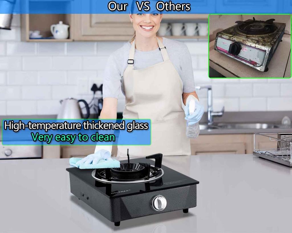 Propangas Kocher, Einzelbrenner, 15.000 BTU, Automatische Zündung, LPG Outdoor Kochen, Wohnmobil, Notfall