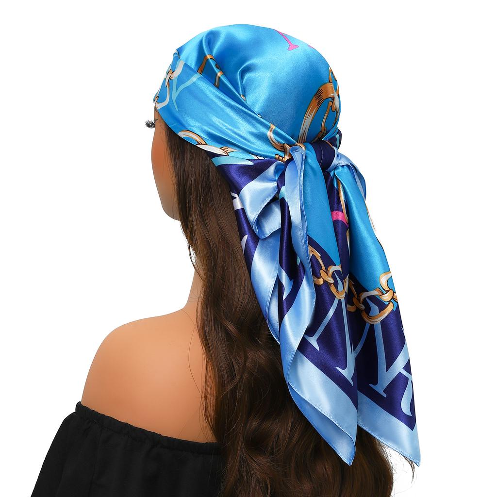 Silk Scarves Women Luxury Brand Summer Fashion Designer Head/Hair Scarf 90*90cm Hijab Bandana Cheveux Foulard Femme 90X90CM