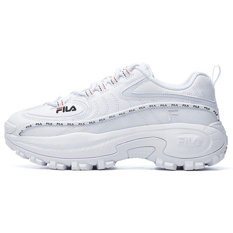 Fila Gear Fabric Synthetic Leather Trendy Outdoor Sports Shock Absorbing Wear Resistant Low Top Casual Shoes Women Casual Shoes White F12W044122FWT