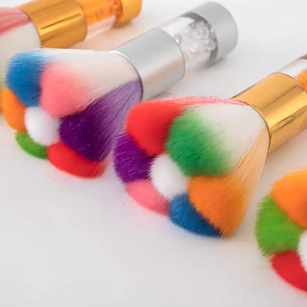 Nail Art Tools, Nail Cleaning Brush, Dust Removal Brush, Rhinestone Glitter Brush, Petal-Shaped Brush, Makeup Brush, Rainbow Multicolor Brush