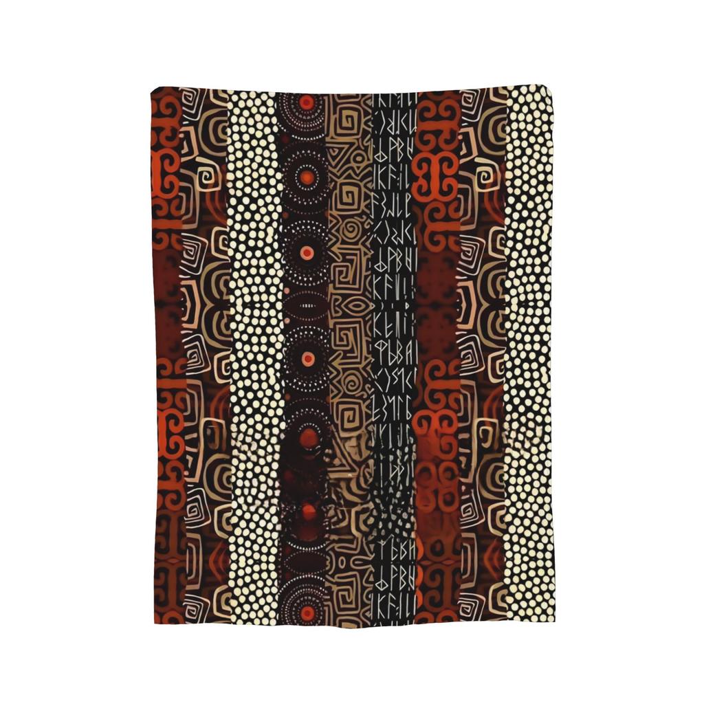 Traditional Ethnic Tribal Pattern Fleece Throw Blanket Kizomba Blankets for Home Travel Ultra-Soft Bedroom Quilt,