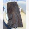 2025 Trendy Women's Leopard Print Wool-Blend A-Line Skirt - High Waist, Slimming Fit for Autumn/Winter