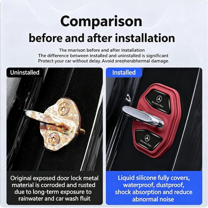 4Pcs Car Door Lock Buckle Protective Covers Shock Absorber Pad For Mercedes Benz AMG A B C E G CLA GLA W211 W214 W205 W168 W201 BGHKM1