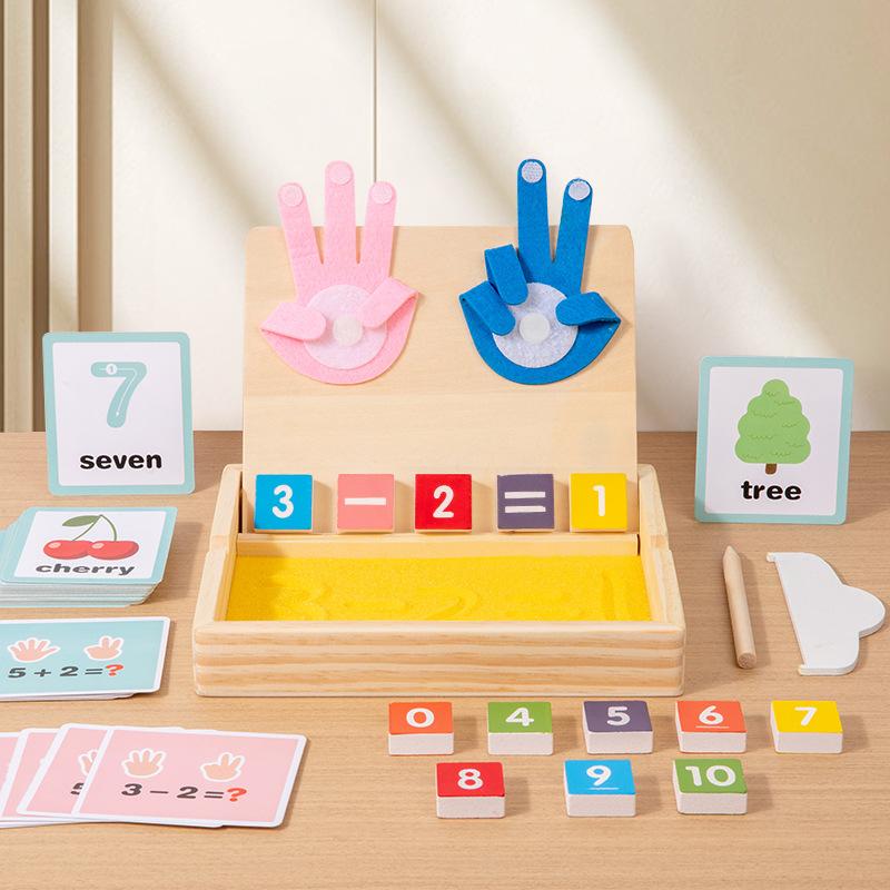 Kinder 2-in-1 Sandmalerei Fingerzählen Zahlenschreibung Wortmalbox Montessori Lehrmittel Frühe Lernspielzeuge