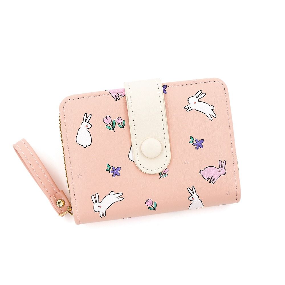 Multi-card Slot Rabbit Folding Wallet Lovely PU Leather Wallet Sweet Rabbit Purse Bag  Women