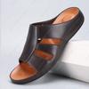 Fashion 2025 Men's plus size leather slippers with super strong elasticity, stylish, non slip and wear-resistant slippers