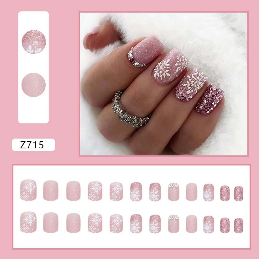 24Pcs/set Manicure Material Christmas False Nails Christmas Fake Nail Extension Nail Salon
