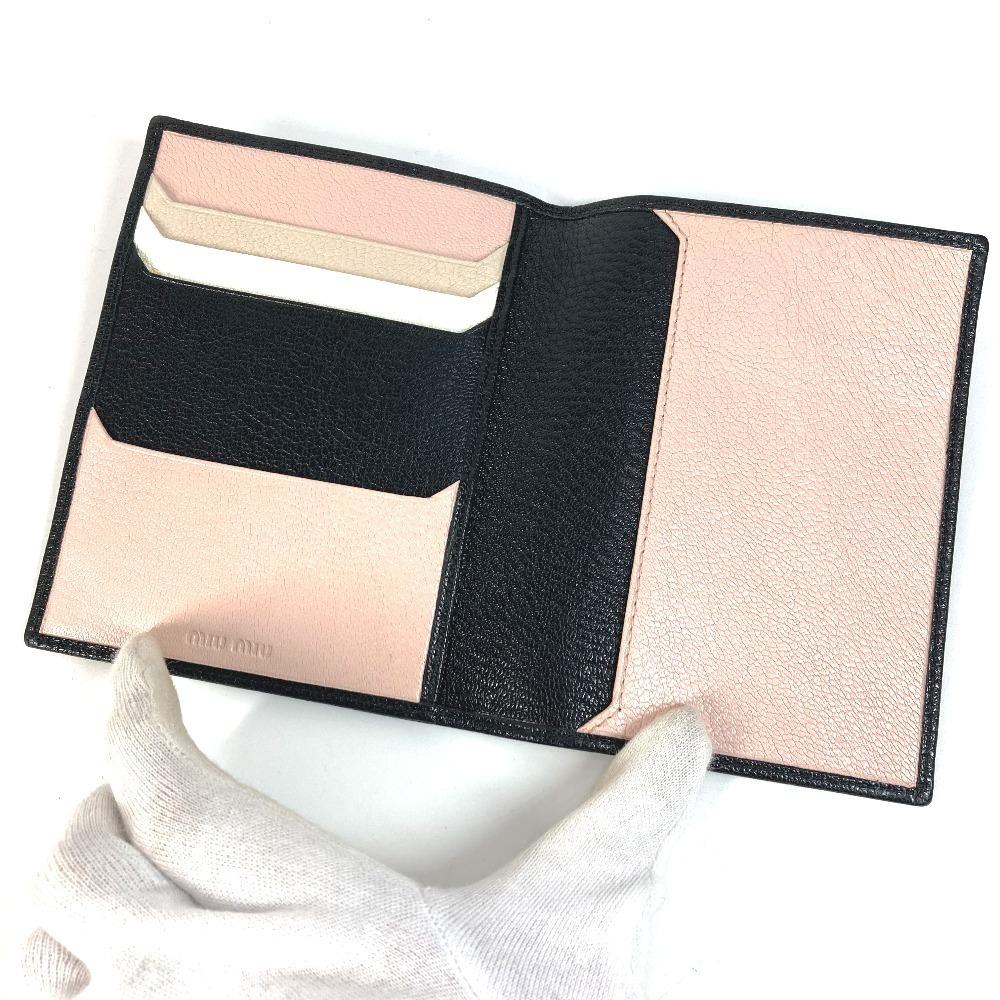 MIUMIU 5MD001 Business Card Holder Pass Case logo Bifold Stationery Card Case