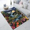 Floral Landscape Polyester Area Rug - Streams & Flowers Design, Antiskid Crystal Velvet Carpet, Comfortable General-Purpose Floo