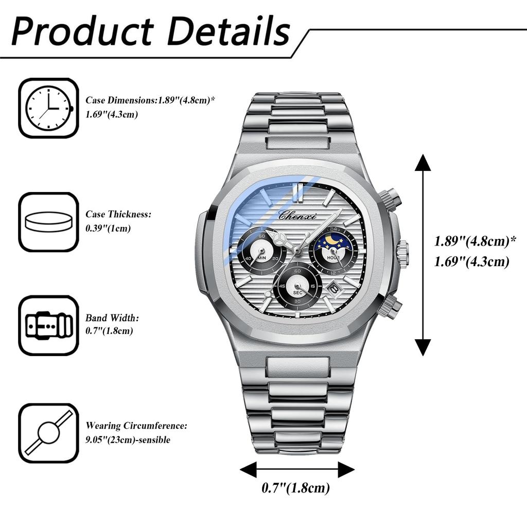 Stylish Waterproof Watch with Small Analog Luminous Stainless Steel Quartz Fashion Accessory Perfect for or As a Boyfriend Gift Men's Seconds