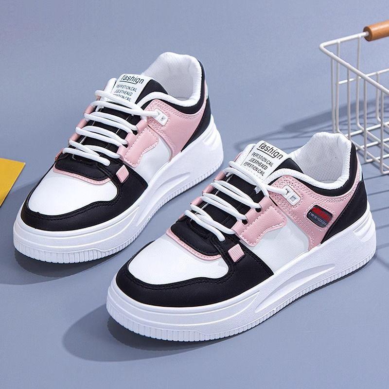 Versatile Thick Casual Baseplate Sports Color Matching White Shoes Women's 2025 Summer New Popular High-value Flat Baseplate Shoes