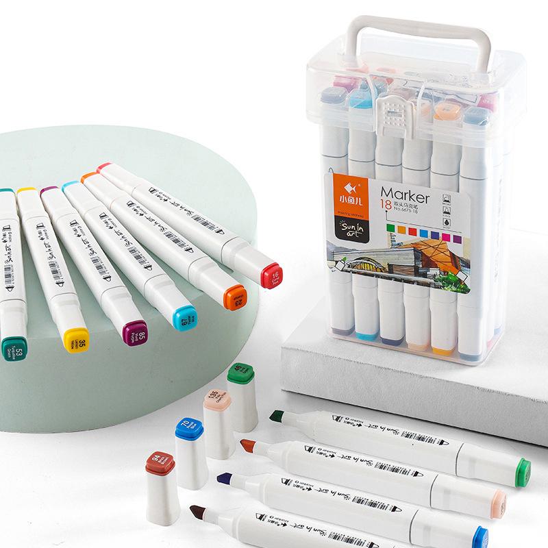 12/18/24/36/48/60 Color Portable Double Headed Arts Markers Set,Fine Arts Painting Oily Pen, Artist Art Supplies Graffiti Diy