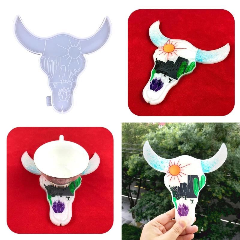 Animal for Head Silicone Mold Wall Pendant Decor Resin Casting Mold Bull for Head Coaster Epoxy Casting Mold Home Decor