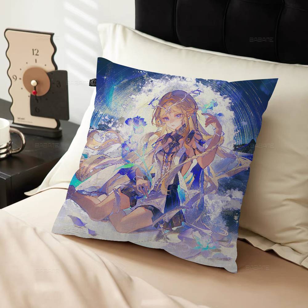 Wuthering Waves Cartethyia Pillow Covers Cartoon Sofa Decorative Home Double-sided Printing Short Plush Cute Cushion Cover