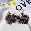 Leopard Print Polka Dot Three-Dimensional Flower Ear Hook Female, Light Luxury High-End Wind Sweet Small Fresh Temperament Earrings