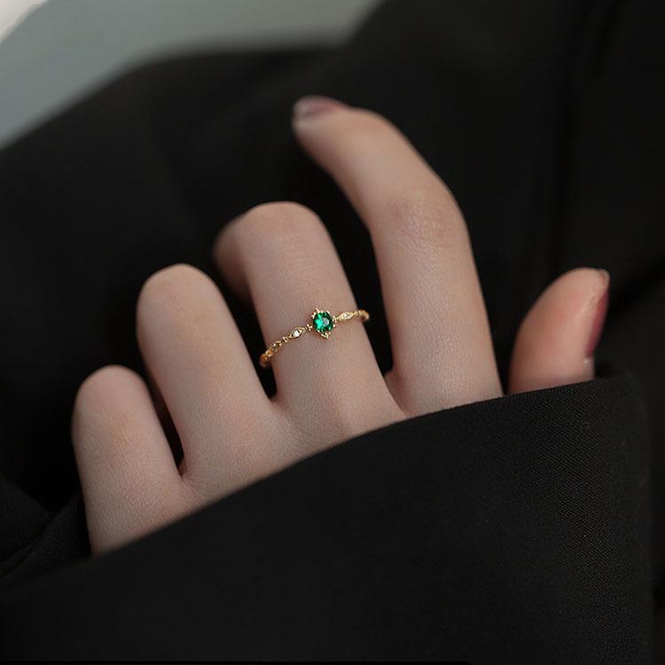 Rising Sun Emerald Zircon Adjustable Women s Ring - Japanese Style Court Design 2022 Adjustable Open