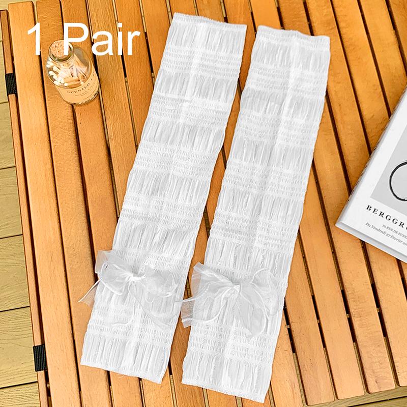 1 Pair Fashion Sunscreen Sleeves Ice Silk Oversleeves Ballet Style Bowknot Girls Heart