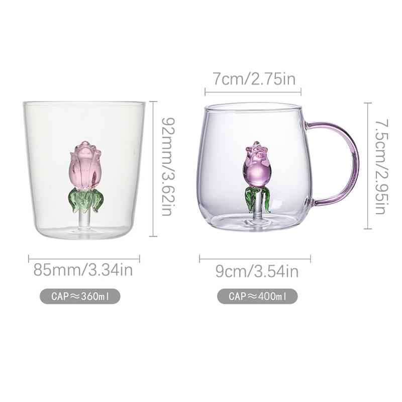 3D Creative Glass Cups Transparent Mugs With Handle Coffee Cup Cute Water Bottles Heat Resistant Milk Coupe Best Festival Gifts