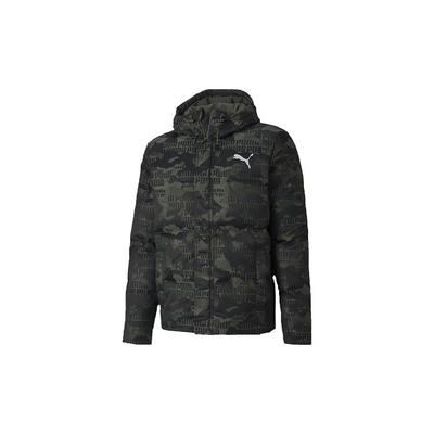 Camouflage Print Warm Hooded Down Jacket Men Outerwear Dark-Green 585532-64