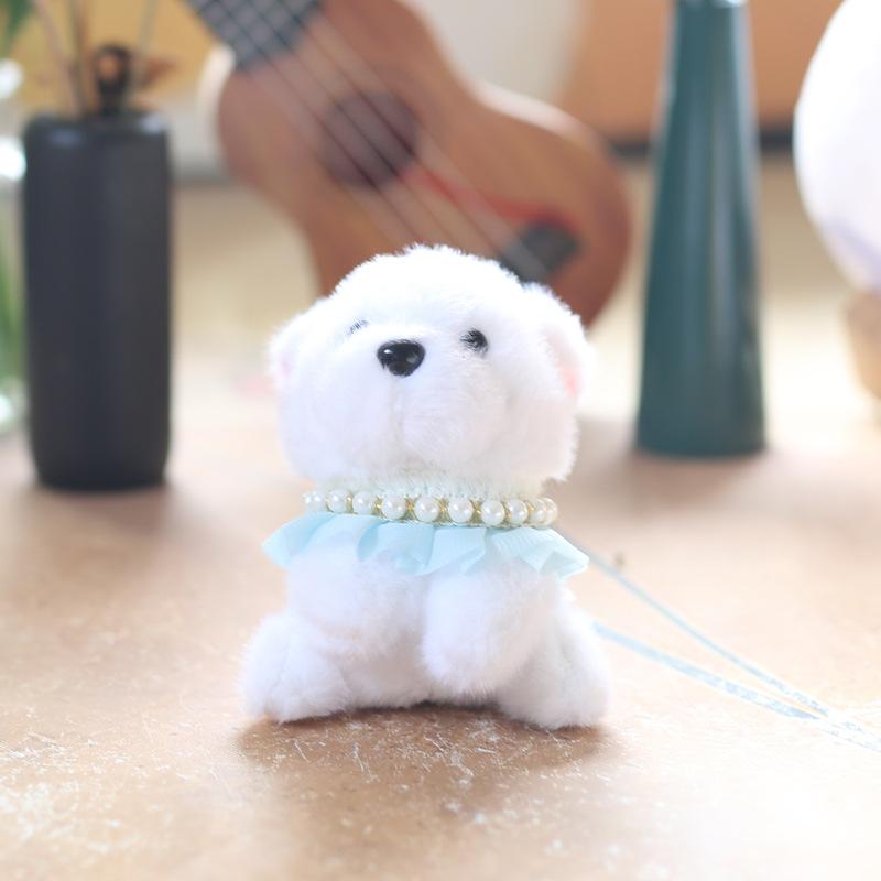 Drăguț Pomeranian catelus pandantiv jucărie de pluș păpușă perlă urs geantă agățat breloc păpușă