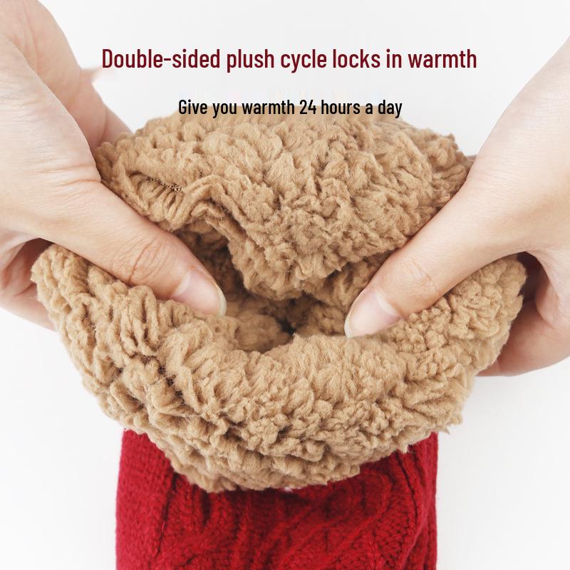 Thickened Fleece-Lined Non-Slip Winter Home Socks with Dotted Soles
