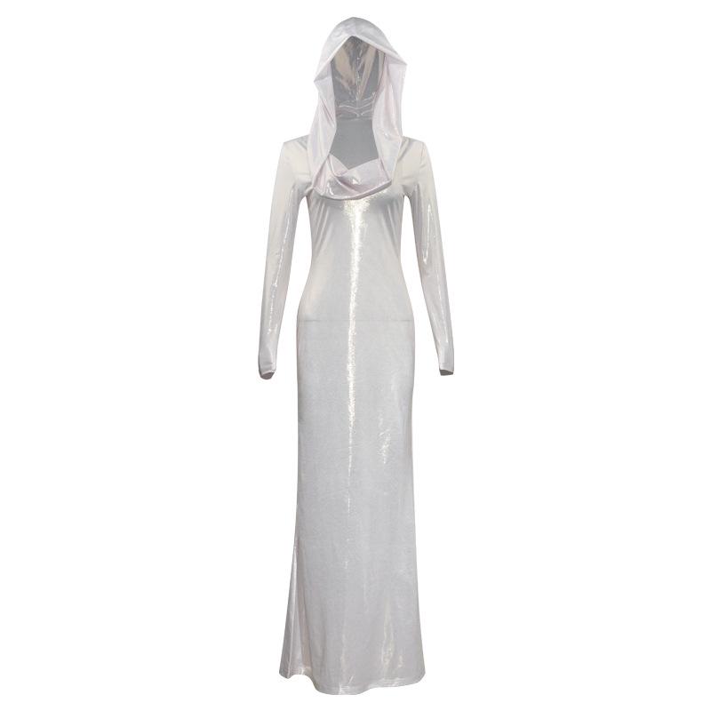 

A666DS 2024 Cowl Neck Hooded Slim Fit Long Sleeve Formal Dress L