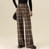 Fanzhen Women's Autumn/Winter Retro Plaid Wide-Leg Woolen Trousers