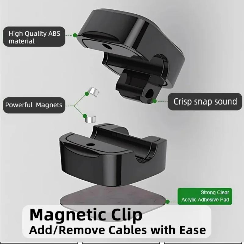 6-Pack Magnetic Cable Clips - Adjustable Cord Organizer for Desk Wire Management, Mouse & Earphone Cable Protector Holder