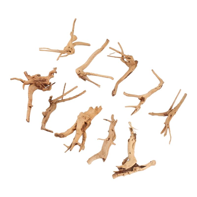 2025 Trend Mini Driftwood For Aquarium Natural Wood Branches Fish Tank Decorations Reptiles Tree Trunk Driftwood Assorted(10 Pac