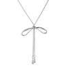Silver Bow Pull-Out Necklace Women'S Simple Cold Style Long Accessories Sweater Chain Collarbone Chain