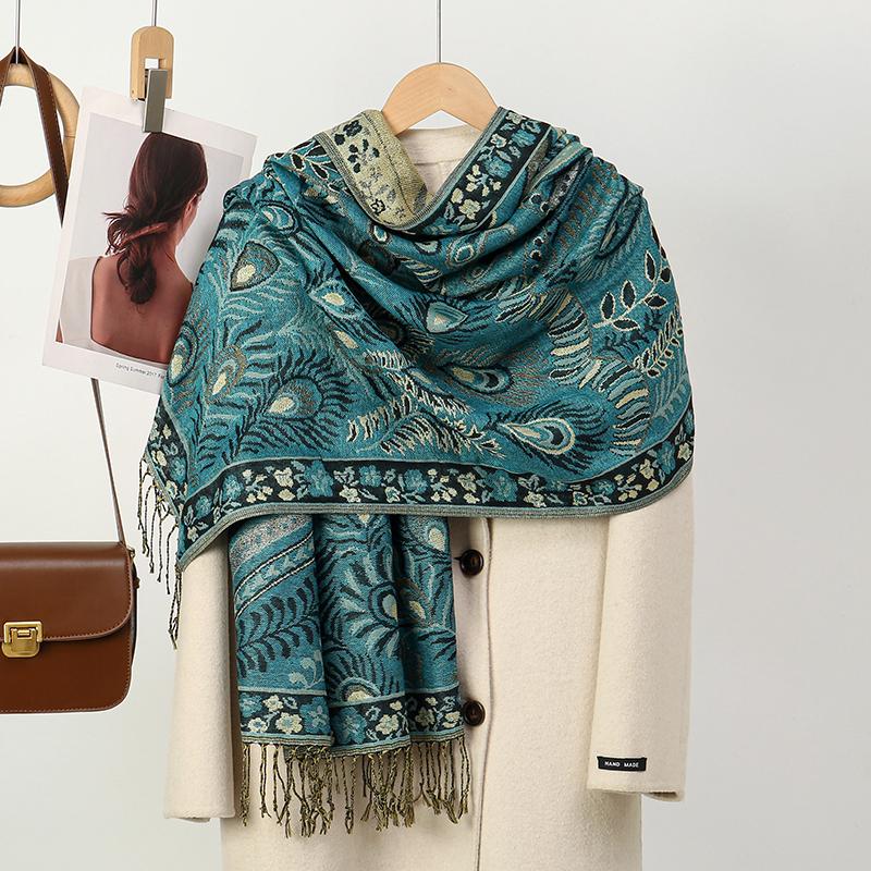 Cashmere Feeling Paisley Scarf for Women Pashmina Shawls Tassel Hijab Head Wrap Femme Winter Scarves Foulard Bufanda