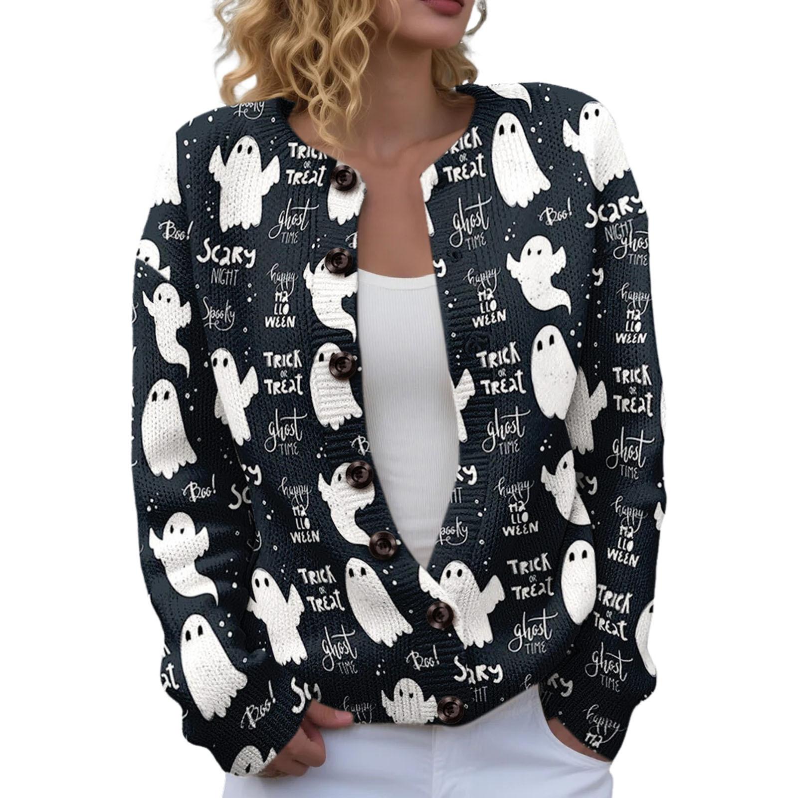 JXX-QLY Crew Neck Cardigan European and American New 3D Printed Fashion Women s Knitted Jacket Autumn Sweater S