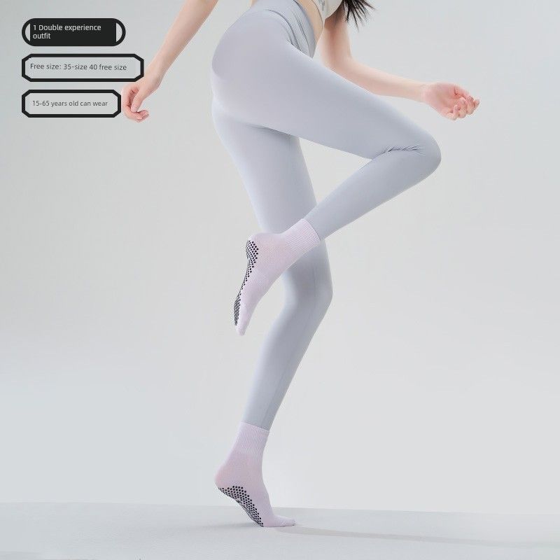 

Yoga Socks Non Slip Professional Female Knee Socks Pilates Non-Slip Socks Long Tube Indoor Sports Aerobics Fitness Socks Summer [1 pair of experience outfit] Lavender