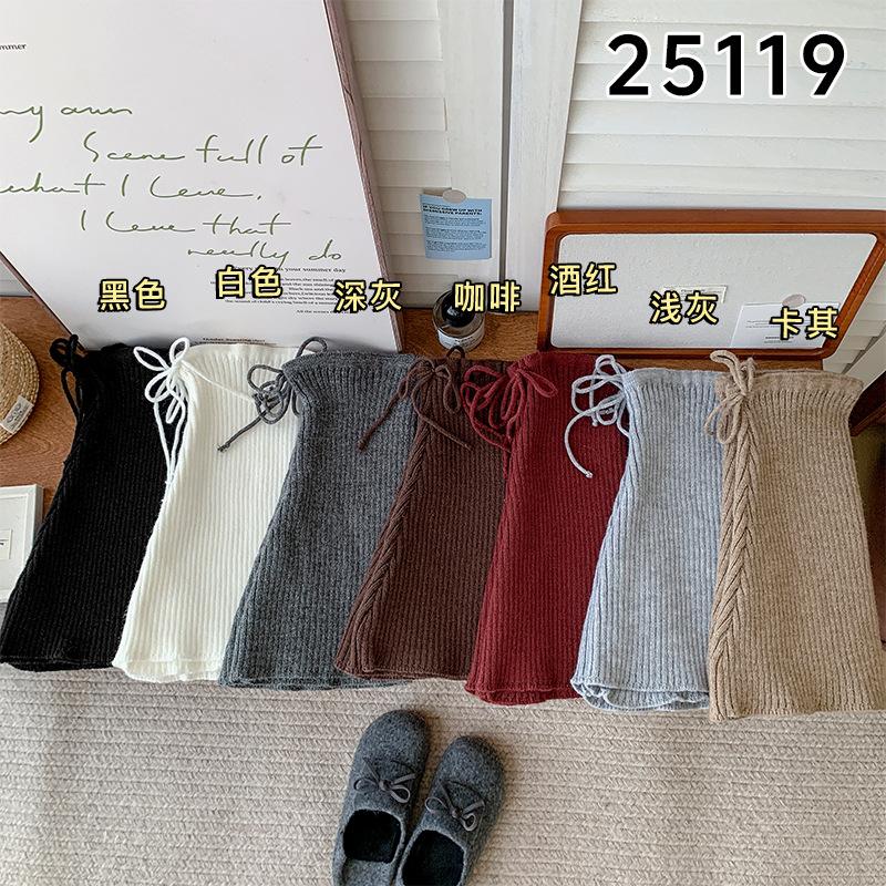 Boots Cotton Socks Cover Bow Straps Thickened Thermal Stacking Socks Gray Knitted Calf Cover