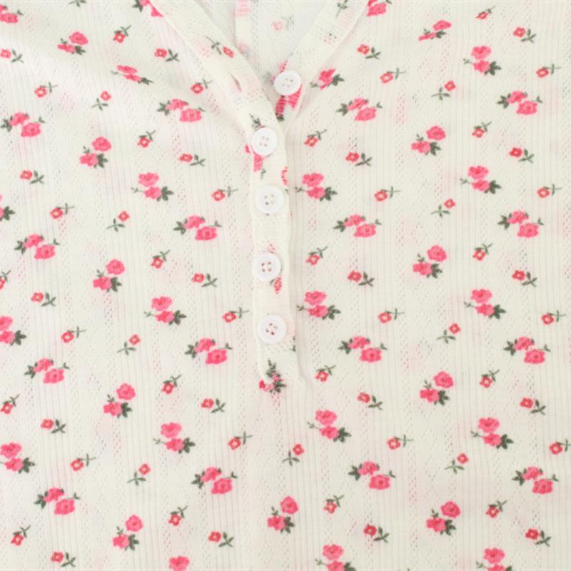 Europäische und Amerikanische Sommer Mode Floral Print Langarm V-Ausschnitt Slim Fit Haus Jumpsuit