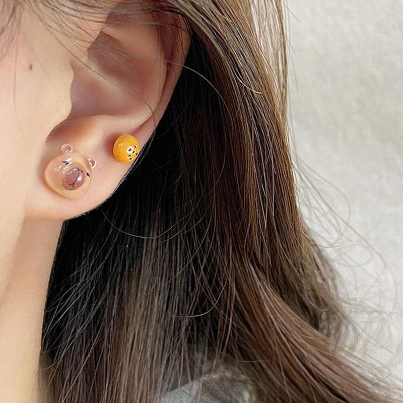 1Set Cute Cartoon Capybara Animal Earrings For Women Girls Trendy Kawaii Capybara Bread Earrings Jewelry Accessories Gifts