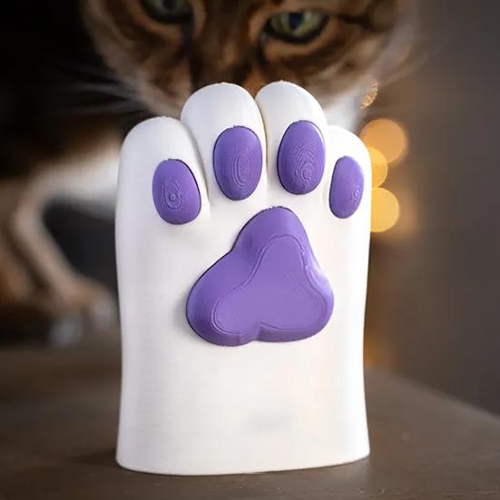 Cat Paw Pen Holder 3D Printed Pet Paw Design Desktop Organizer Makeup Brush Storage Cup for Desk Vanity Workspace Decor