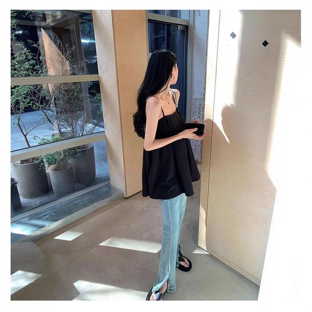 Black One-Shoulder Sleeveless Camisole Vest for Petite Women - Versatile Summer Design