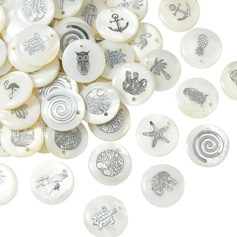 Airssory 100 Pcs Ocean Life Charms Natural Cowrie Shell Charms for Earring Bracelet Necklace Jewelry DIY Craft Making