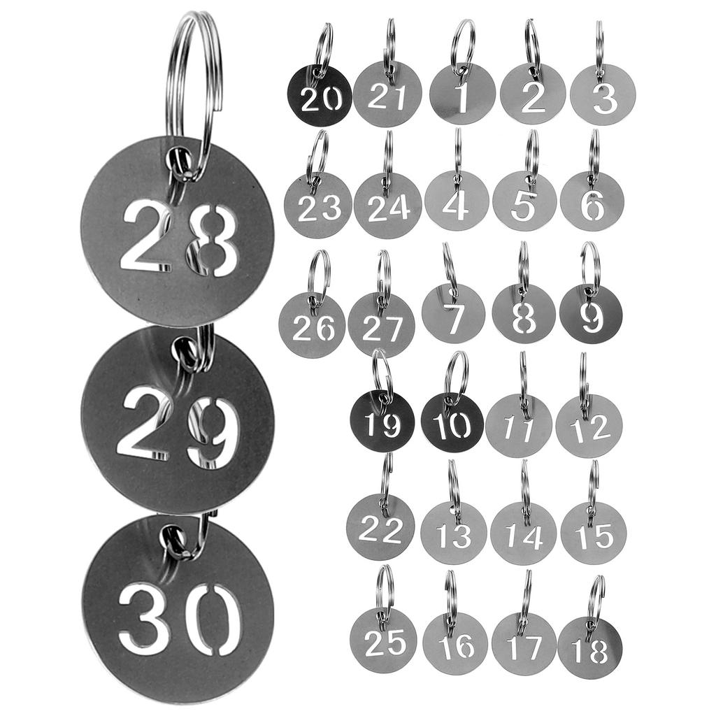 30pz Cartellini Targhetta Numero in Acciaio Inossidabile Portachiavi Etichette Metalliche Etichette da Appendere Numeri per Armadietti Accessori per Abbigliamento Artigianato