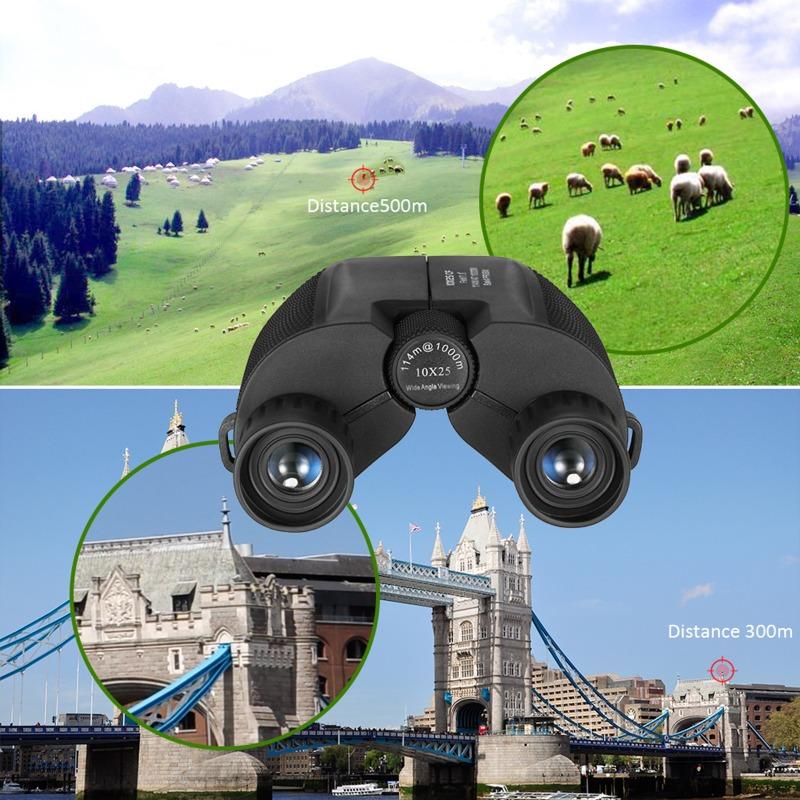 Professional Binoculars, 10x25 BAK4 Prism, High Powered Binocular, Portable Hunting Telescope