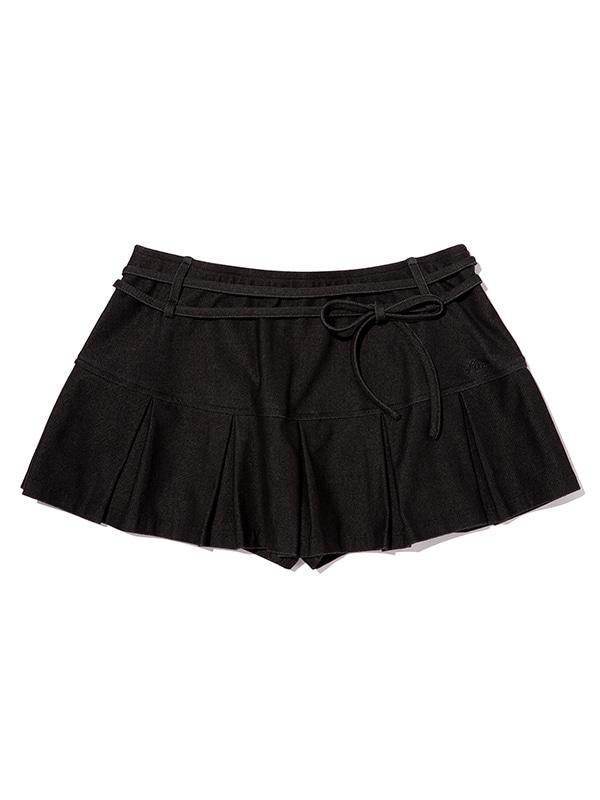 Kirsh Ribbon Point Pleated Skirt Pants [Black]