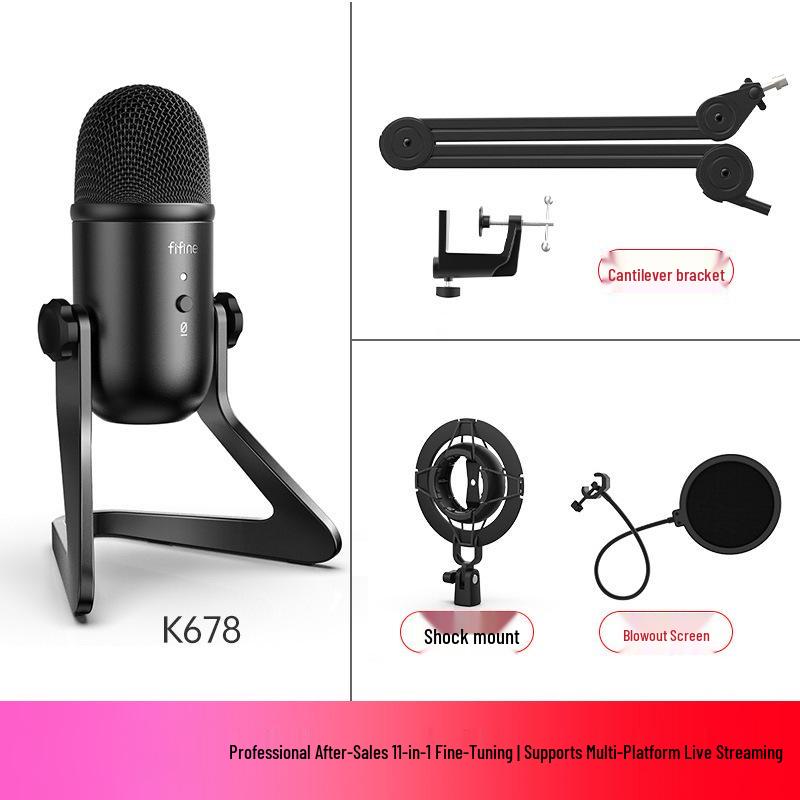 FIFINE K678 Professional Condenser Microphone for Desktop Streaming, Recording, and Gaming