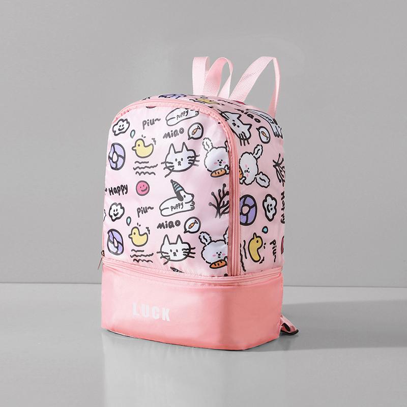 2025 Детская мультяшная сумка для плавания Водонепроницаемый рюкзак Отделение для мокрого и сухого Детская водонепроницаемая сумка для хранения для плавания розовый