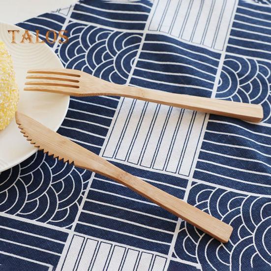 Talos 7 ks příbory příbory Ekologické bambusové nože vidlička lžíce hůlky sada slámy